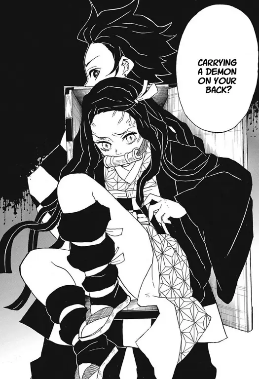 Panel-panel manga Kimetsu no Yaiba yang menampilkan detail pertarungan