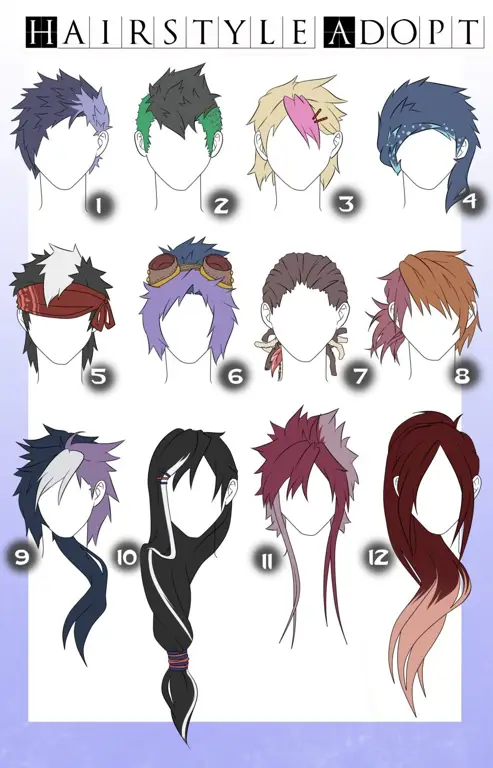 Gambar detail sketsa rambut anime, menunjukkan tekstur dan arah rambut