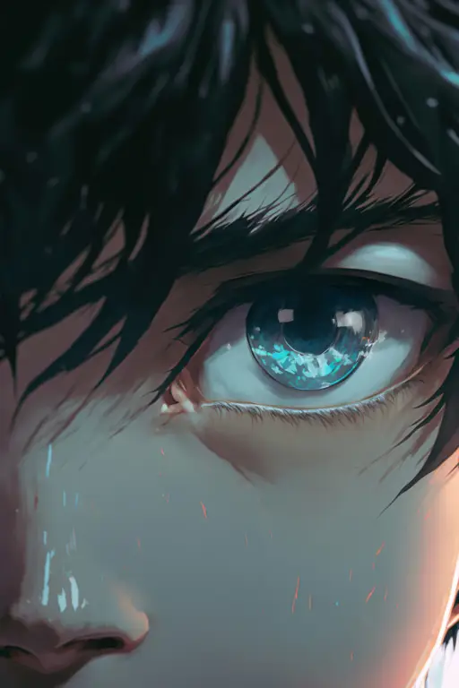 Detail wajah karakter anime Gambar close-up karakter anime dengan detail tinggi