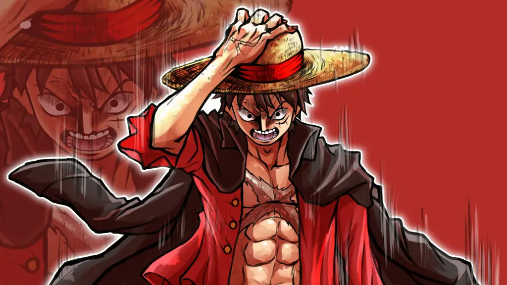 Detail wajah Luffy yang tajam Cuplikan layar Luffy dalam kualitas tinggi