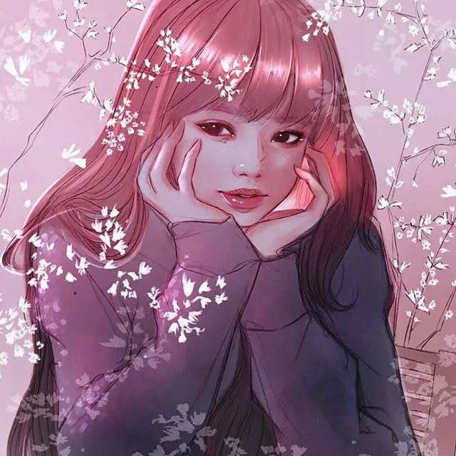 Gambar digital art Lisa Blackpink bergaya anime