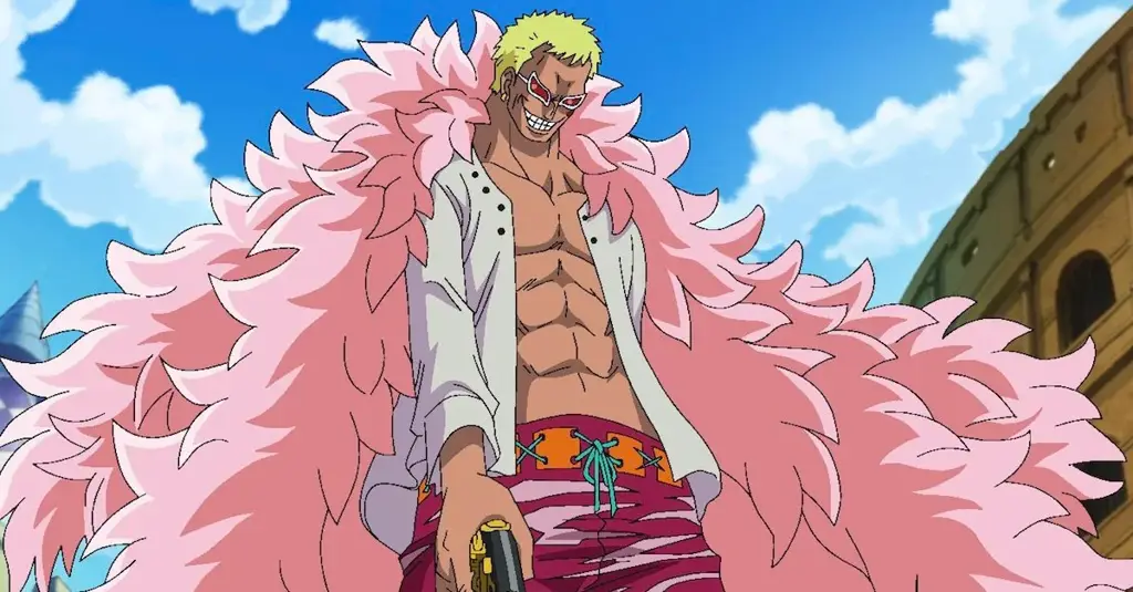 Gambar Doflamingo, antagonis utama di Arc Dressrosa