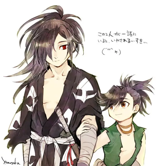 Gambar Dororo dan Hyakkimaru sedang berpetualang