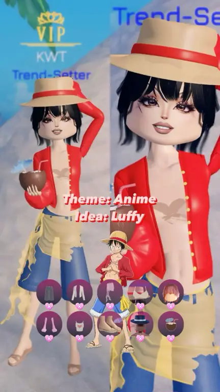 Gambar dress anime One Piece dengan gambar Luffy