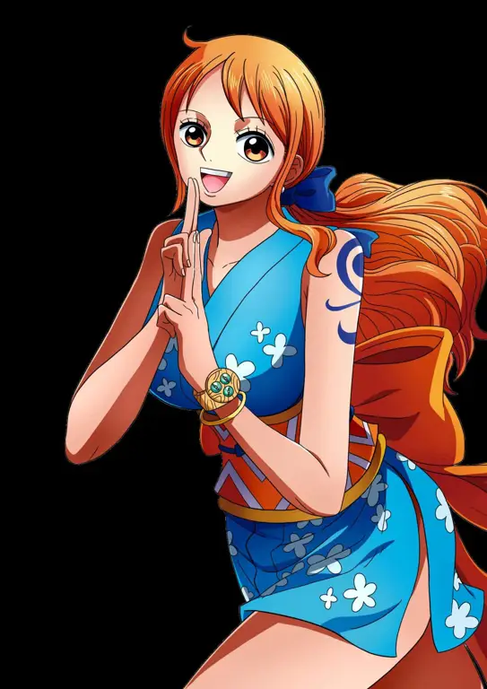 Gambar dress anime One Piece dengan gambar Nami