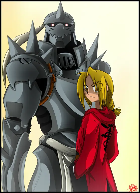 Gambar Ed dan Al Elric dari Fullmetal Alchemist: Brotherhood