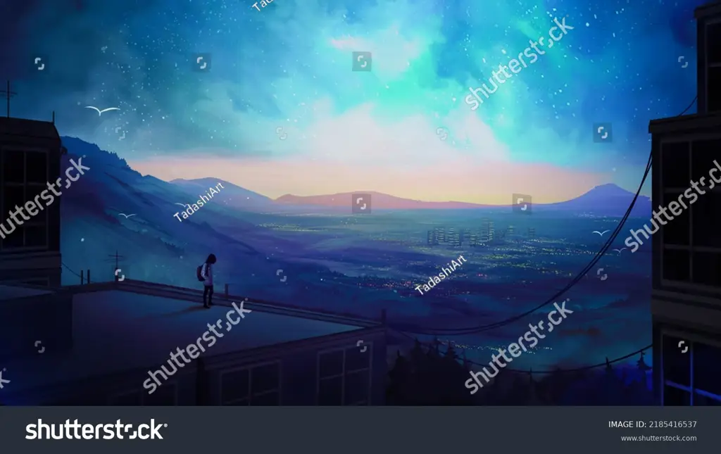 Dunia Fantasi dalam Anime Harem Isekai Gambar pemandangan dunia fantasi dalam anime