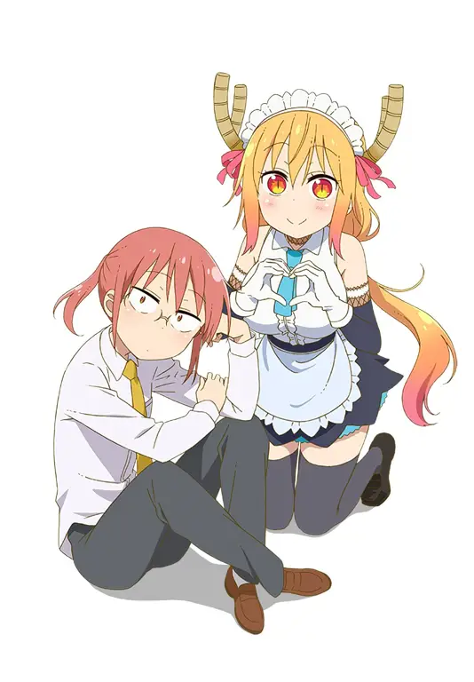 Gambar pemandangan dunia naga dalam anime Maid Dragon