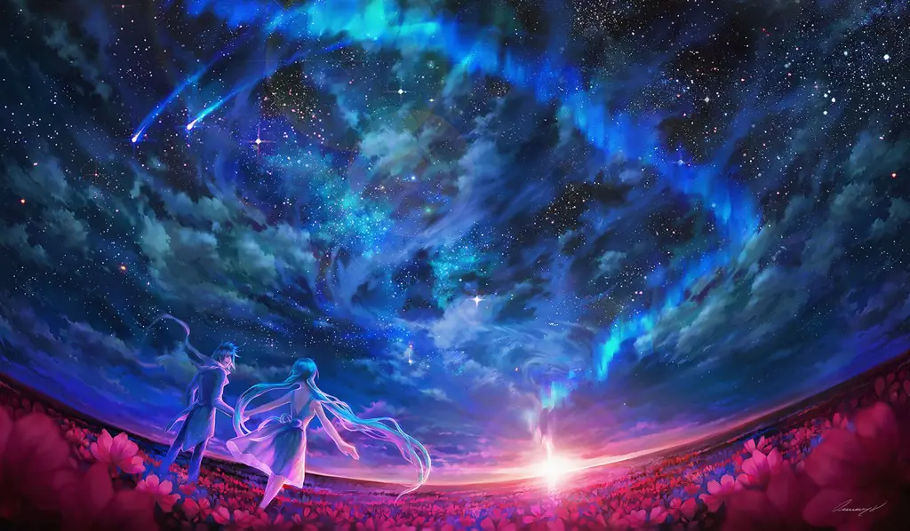 Dunia fantasi yang indah dan penuh petualangan Pemandangan dunia fantasi anime