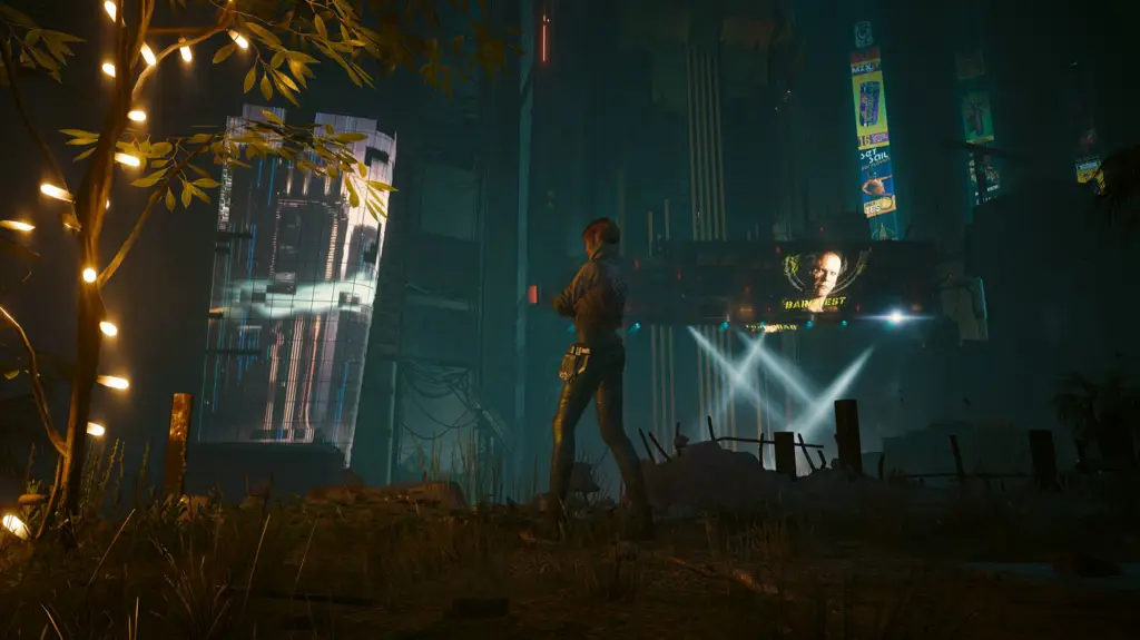 Gambar dunia game anime bertema cyberpunk