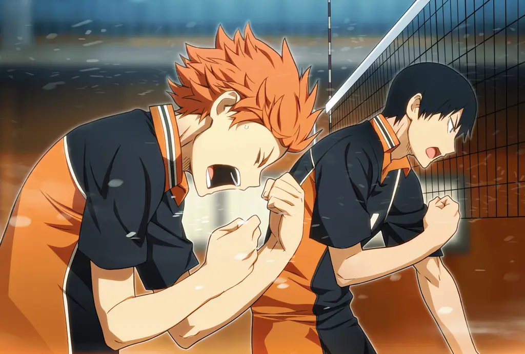 Gambar Hinata dan Kageyama sedang bermain voli