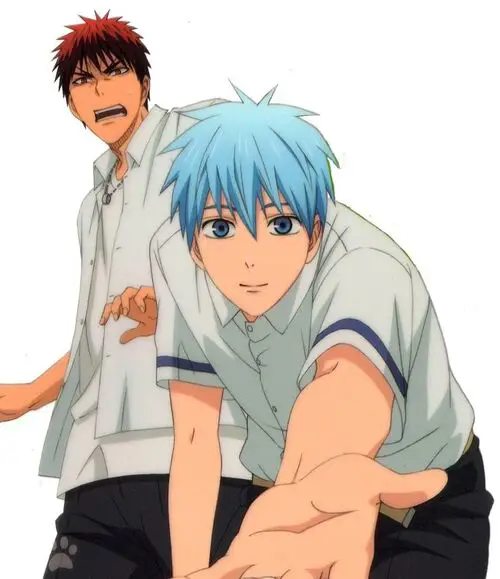 Gambar Kuroko Tetsuya dan Kagami Taiga sedang bermain basket