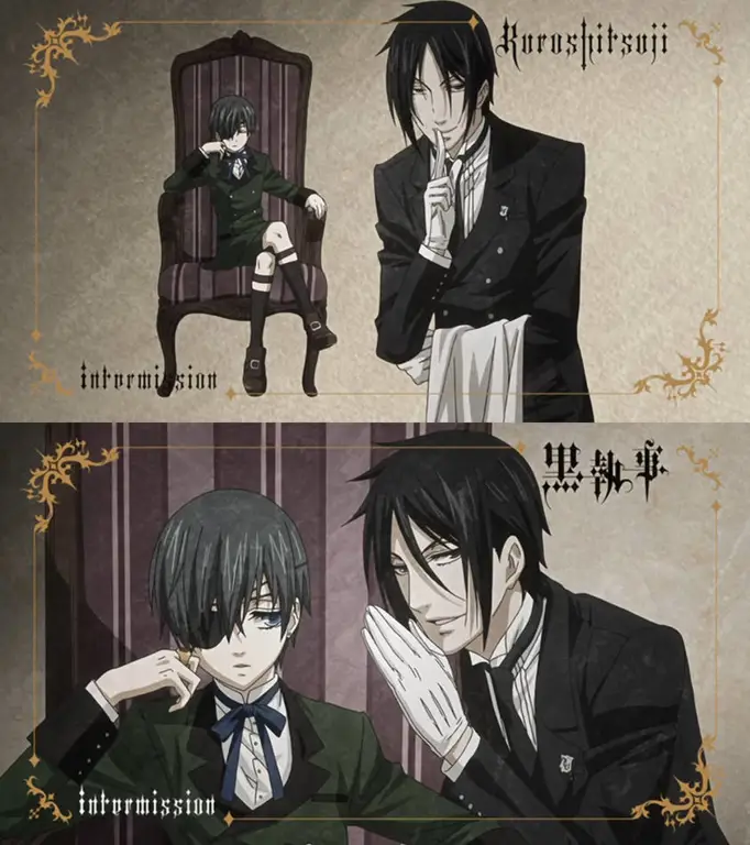 Ciel Phantomhive dan Sebastian Michaelis dalam manga Black Butler