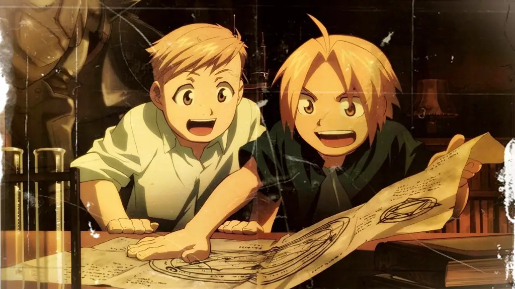 Gambar Edward dan Alphonse Elric, tokoh utama dalam Fullmetal Alchemist Brotherhood