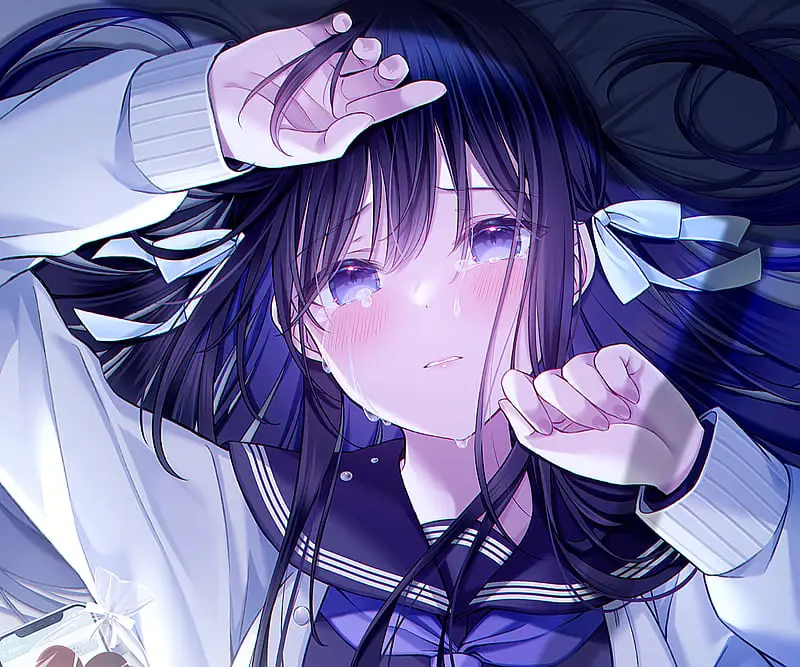 Adegan anime yang menampilkan karakter menangis