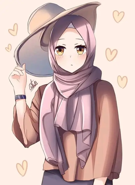 Gambar anime berhijab sedang menangis