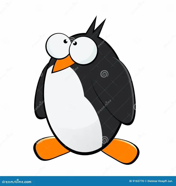 Ilustrasi lucu seekor penguin dengan ekspresi terkejut