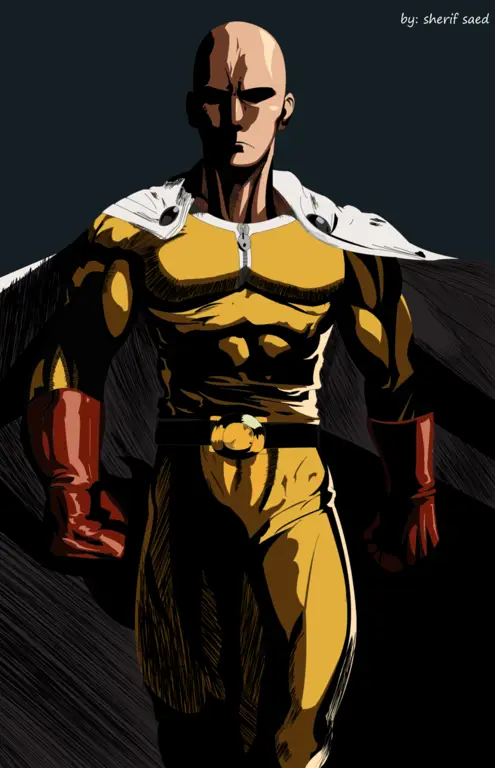 Ekspresi Saitama yang Menegangkan Gambar Saitama dengan ekspresi serius