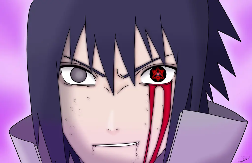 Sasuke Uchiha dengan Sharingan aktif