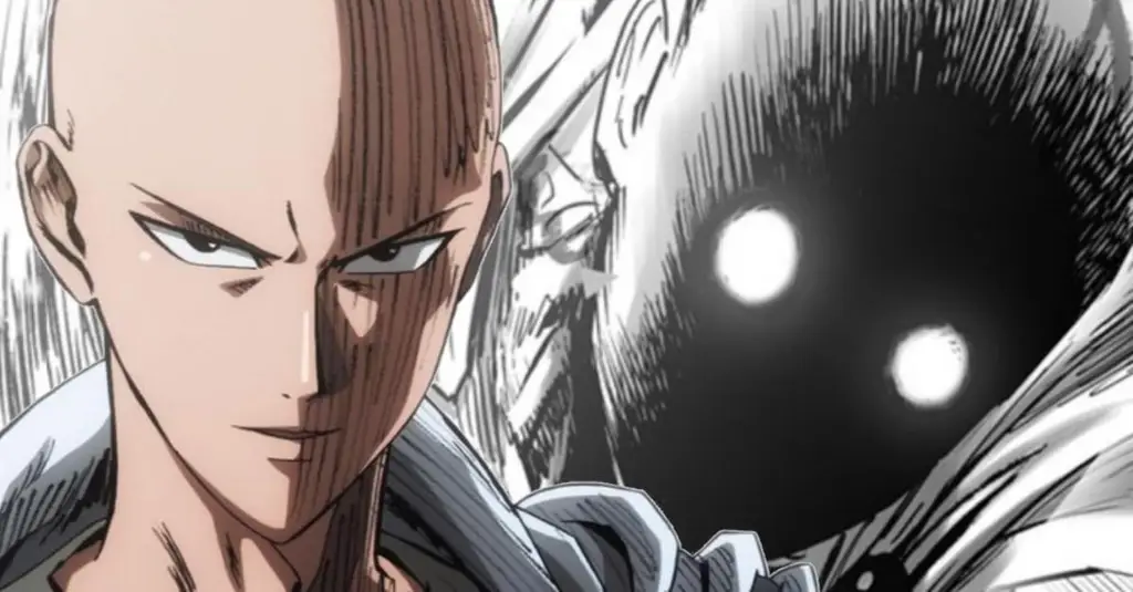 Gambar Saitama dengan ekspresi serius dari One Punch Man