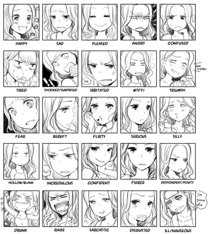 Ekspresi wajah anime yang menunjukkan berbagai macam emosi, termasuk saat cegukan Ekspresi karakter anime yang beragam