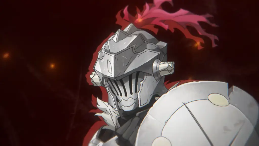 Ekspresi serius Goblin Slayer.