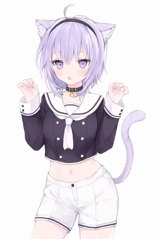 Ilustrasi anime loli neko dengan berbagai ekspresi wajah