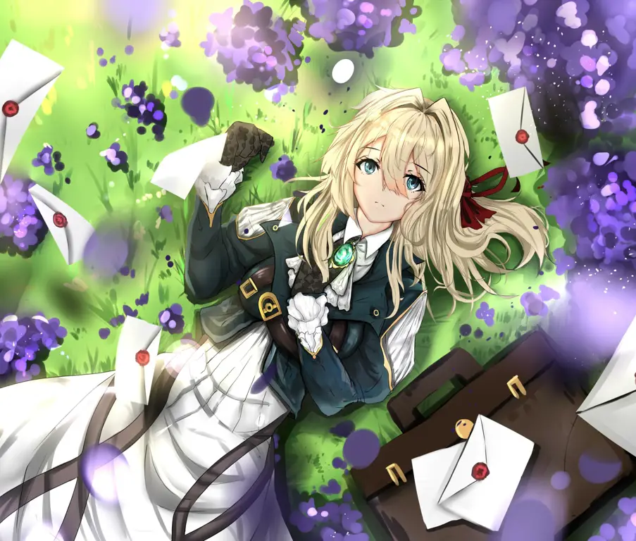 Violet Evergarden terlihat termenung