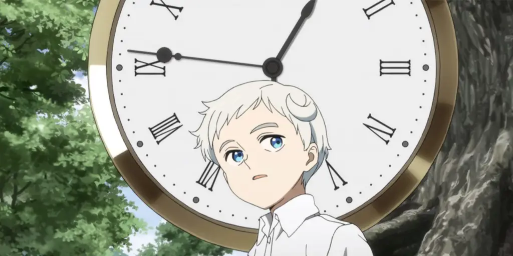 Gambar yang menggambarkan adegan akhir film Yakusoku no Neverland