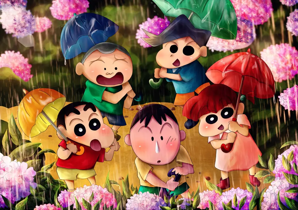 Shinchan bersama teman-temannya di taman kanak-kanak