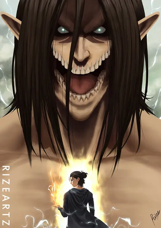 Eren Yeager dalam Attack on Titan Season 4 Gambar Eren Yeager, karakter utama Attack on Titan