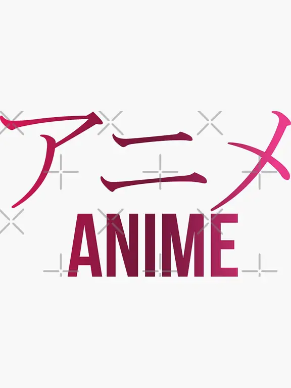 Gambar desain estetis yang menampilkan kanji dalam gaya anime.