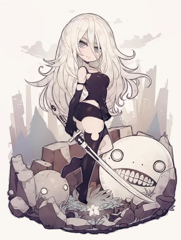 Gambar fanart A2 dari NieR: Automata