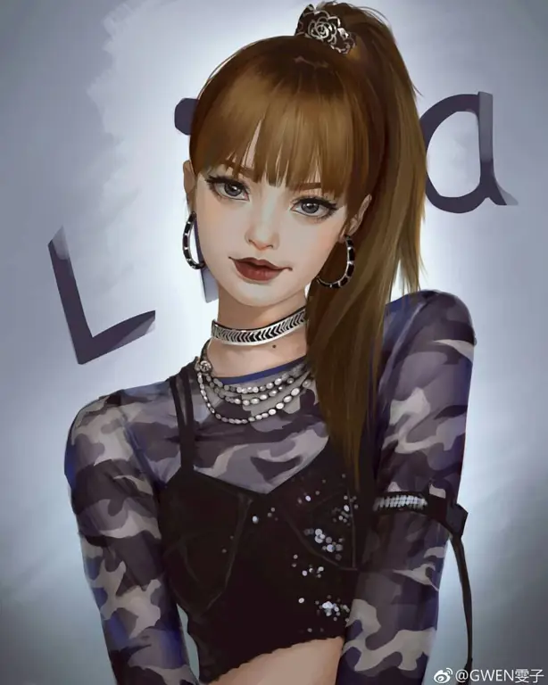 Gambar fanart Lisa Blackpink bergaya anime