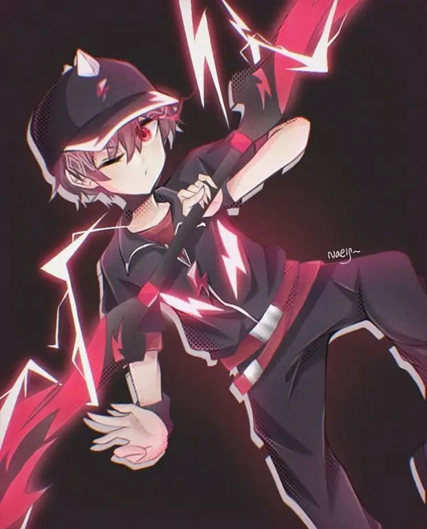 Gambar fanart Boboiboy Halilintar bergaya anime