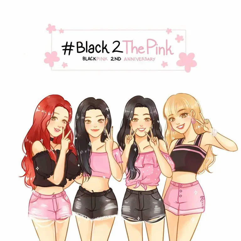 Gambar fanart grup Blackpink dalam gaya anime