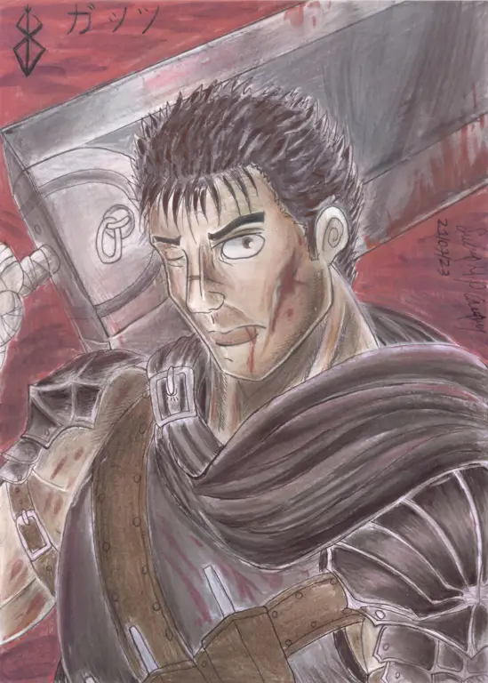 Gambar fanart Guts, tokoh utama Berserk