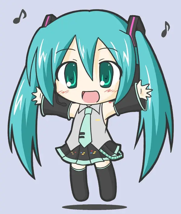 Gambar fanart Hatsune Miku chibi yang imut dan menggemaskan