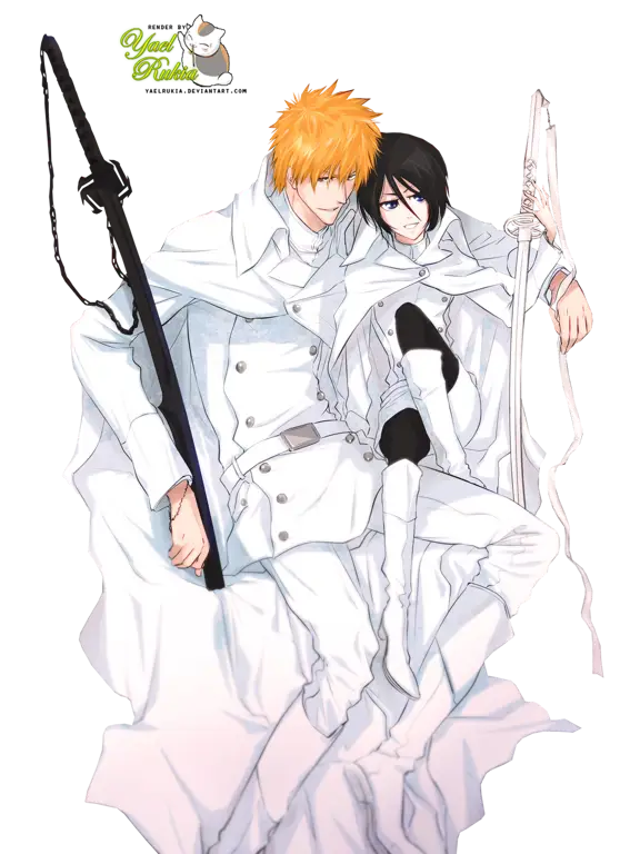 Gambar Fanart Bleach yang menampilkan Ichigo dan Rukia