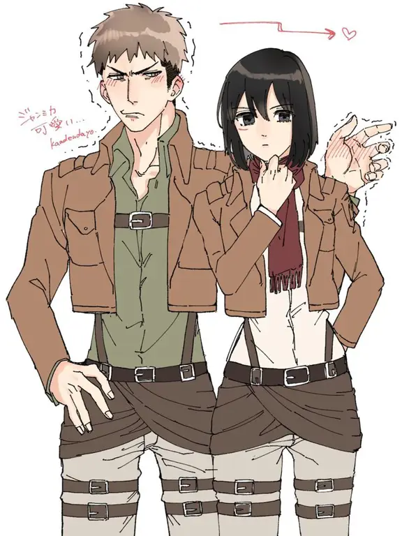 Gambar fanart Jean dan Mikasa