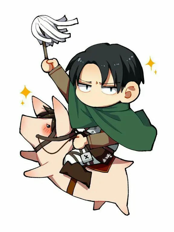 Gambar fanart Levi Ackerman bergaya chibi