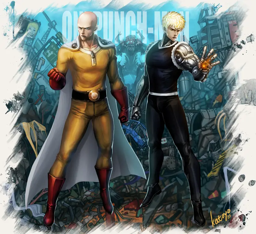 Contoh fanart One Punch Man buatan penggemar Indonesia.