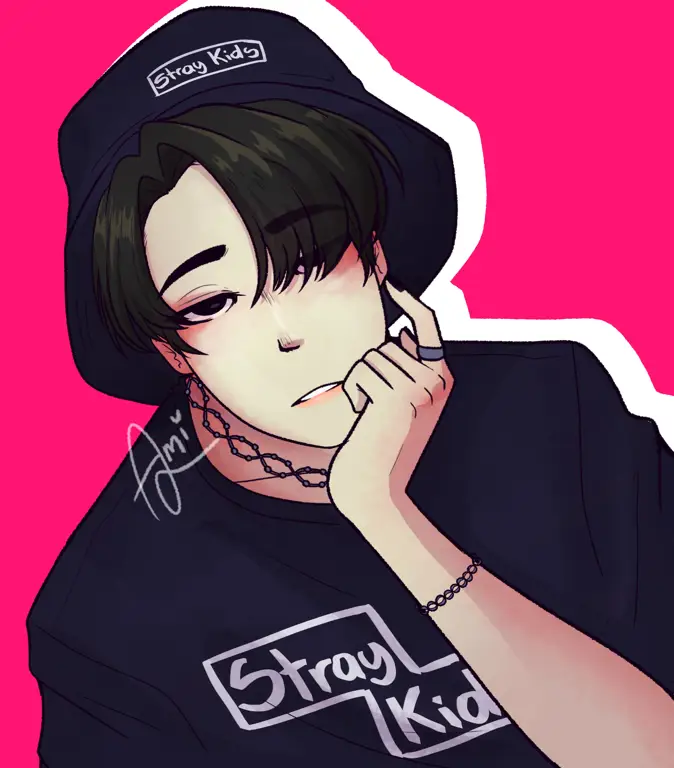 Gambar fanart Stray Kids bergaya anime