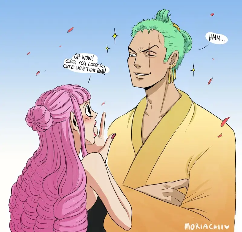 Gambar fanart Zoro bersama wanita