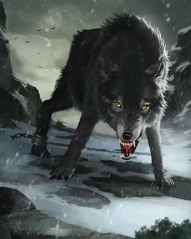 Gambar serigala Fenrir dari mitologi Nordik