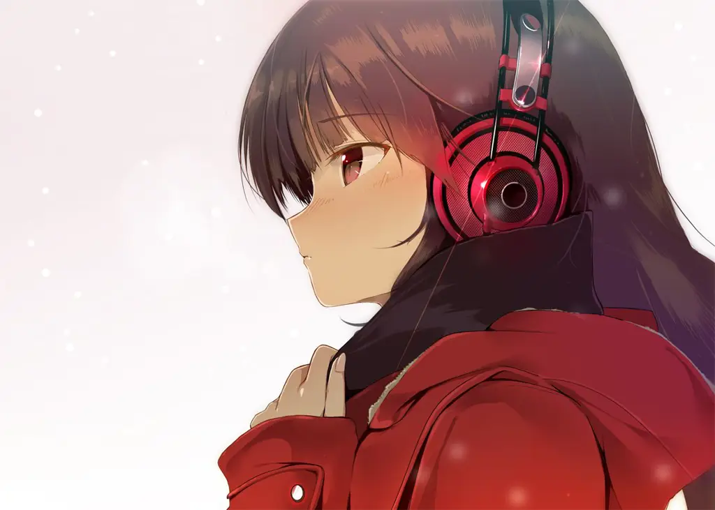 Gambar gadis anime 3D dengan headphone