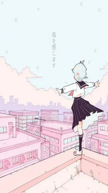 Ilustrasi gadis anime dengan warna pastel yang lembut