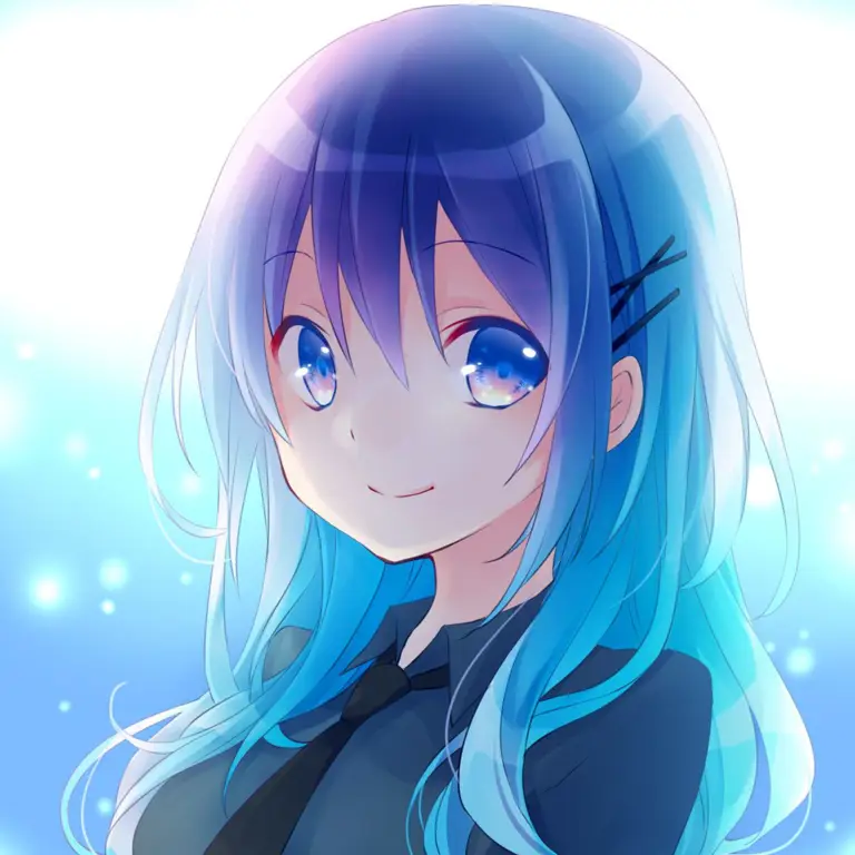 Gadis Anime Berambut Biru Gambar seorang gadis anime berambut biru