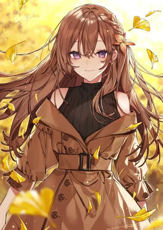 Gadis Anime Berambut Coklat Gambar seorang gadis anime berambut coklat