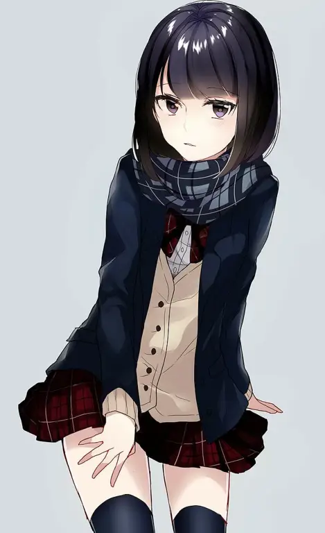 Gadis Anime Berambut Pendek Gambar seorang gadis anime berambut pendek